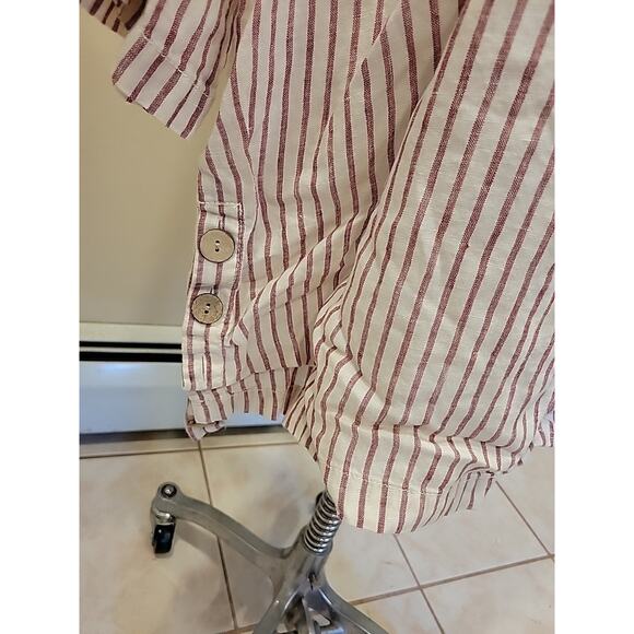 TAHARI 100% Linen Red Striped Shirt Dress Tunic 3X - Picture 4 of 11